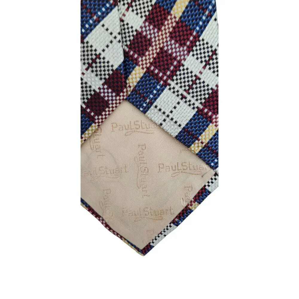 Paul Stuart 100% Silk (Men's)  Plaid  Multi-Color  Tie Hand Made  In The US